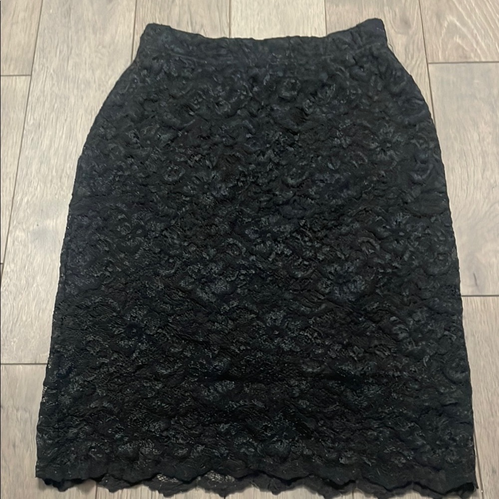 Apostrophe Elegant Black Textured Pencil Skirt